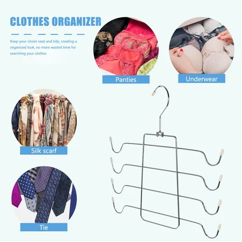 Vista 7 de DOITOOL 2 piezas de colgador sin mangas, ganchos multifuncionales para organizador de armario, perchas que ahorran espacio para camisetas sin Beige