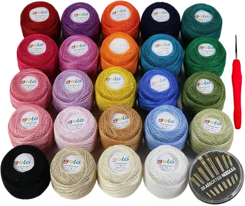 Vista 73 de Golo - 3 bolas de hilo de ganchillo tamaño 10, hilo de crochet para tejer a mano 102