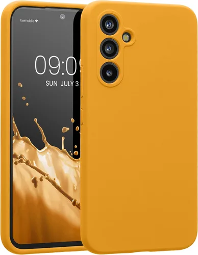 Vista 89 de kwmobile Funda compatible con Samsung Galaxy A13 4G - Funda delgada de silicona TPU - Acabado suave al tacto - Amarillo radiante
