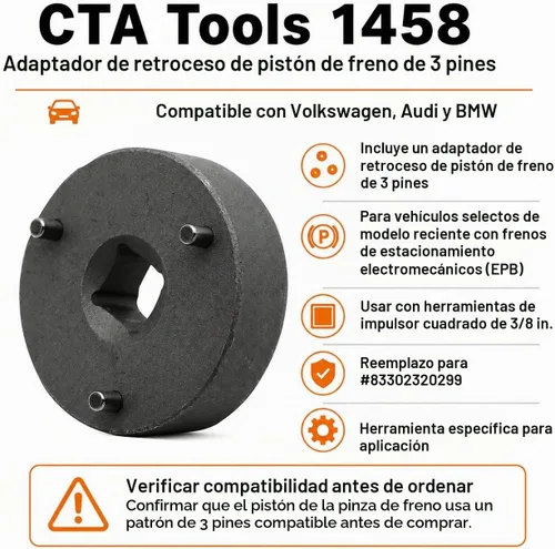 Vista 3 de CTA Tools 1458 - Herramienta de retorno de pistón para 3 pines