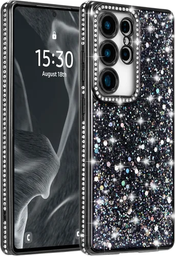 Vista 15 de FABSPARK Funda para Samsung Galaxy S22, Cristal Brillante Diamante Pedrería Lentejuela Brilloso Reluciente Espumoso Brillante Lujoso Galvanizado