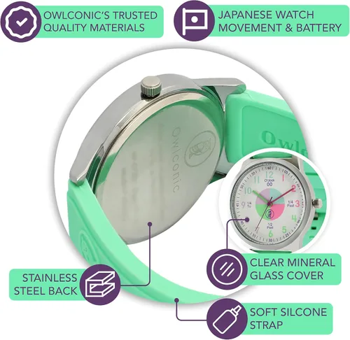 Vista 5 de OWLCONIC Analog Kids Watch - Girls & Boys Watches Ages 7-12 - Kids Analog Watch - Telling Time Teaching Tool - Gift Watches for Girls and Boys