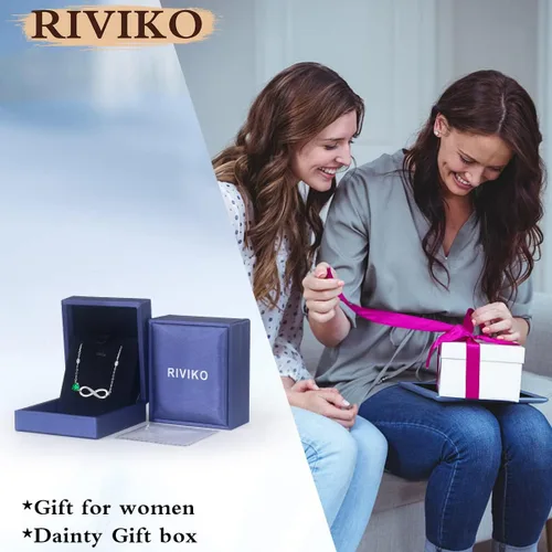 Vista 5 de RIVIKO Pulsera con dije de símbolo de corazón de amor infinito para mujer, plata de ley 925, ajustable, cumpleaños, día de San Valentín, Navidad