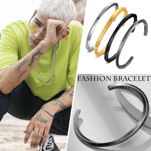 Vista 2 de VNOX Regalos de joyería vikinga nórdico para hombre y mujer, brazalete nórdico vikingo nórdico 24 runas del alfabeto, pulsera de mobius torcido