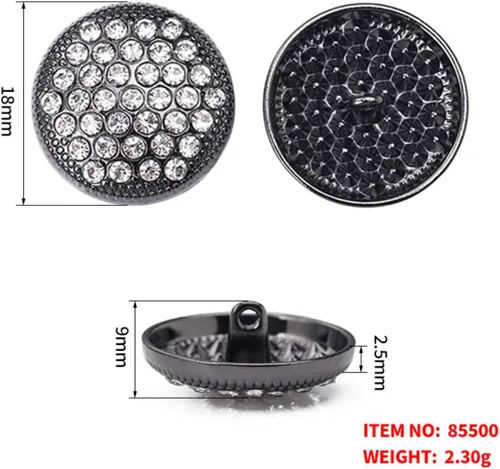 Vista 4 de 10 unidades de botones redondos de metal con diamantes de imitación para ropa, accesorios de costura DIY, decoración de boda, venta al por mayor