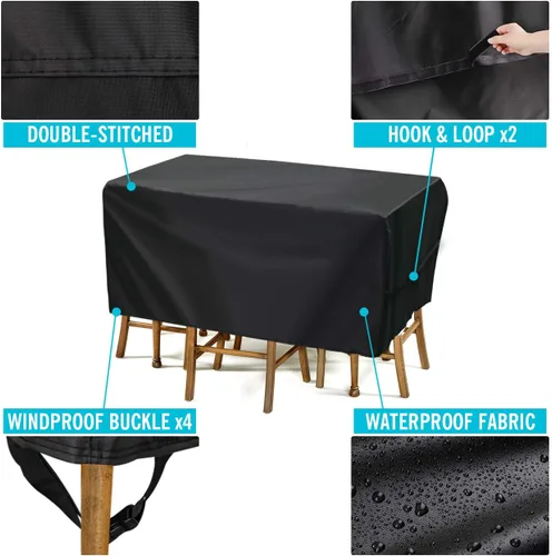 Vista 8 de Velway Funda para muebles de patio al aire libre, impermeable, rectangular, para mesa de patio, silla, sofá, 67 pulgadas de largo x 37 pulgadas