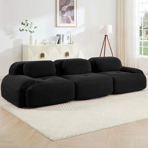 Vista 24 de Juego de sofás seccionales sin hueso de 117 pulgadas para sala de estar, modular en forma de L y sofá de 3 plazas con asiento profundo, almohadas