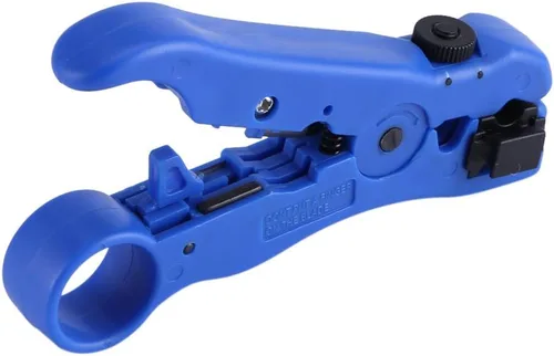 Vista 7 de Pelacables, cortador de cable coaxial portátil coaxial, herramienta de pelado para RG59 RG6 RG7 RG11 Cable UTP STP redondo y plano, azul