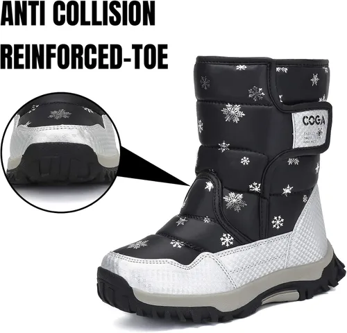 Vista 3 de Mishansha - Botas de nieve para niñas, niños niños pequeños niños grandes invierno, cálidas, impermeables, antideslizantes, anti colisión, corte