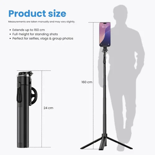 Vista 2 de Trípode magnético para teléfono de 63 pulgadas para iPhone, trípode de aluminio para teléfono celular de viaje con fuerte soporte a presión