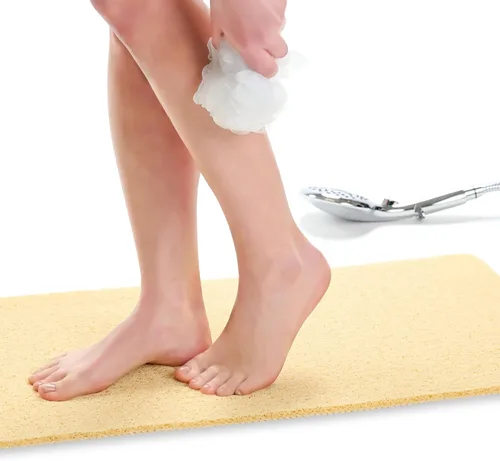 Vista 139 de Enkosi Alfombra de ducha antideslizante Loofah para suelos de ducha, bañera, baños, zonas húmedas, alfombrilla de baño acolchada con agujeros