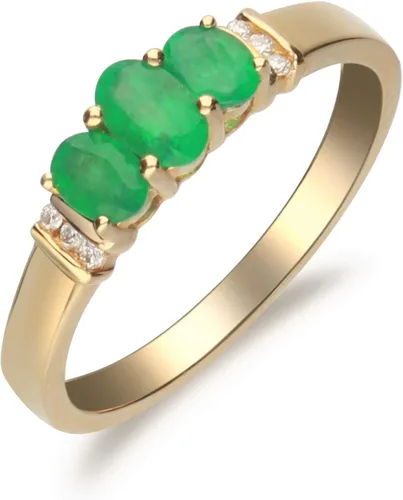 Vista 5 de Gin & Grace Anillo de compromiso de oro amarillo de 14 quilates con diamantes de esmeralda natural (I1, I2) para mujer