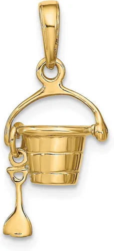 Vista 3 de Cubo de playa 3-D de oro amarillo sólido de 14 k con colgante de pala (0.472 in x 0.827 in), Oro, 0