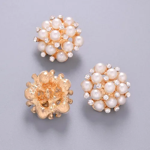 Vista 5 de Jerler 10 piezas de botones de diamantes de imitación de perlas adornos de cristal coser en botones de ropa