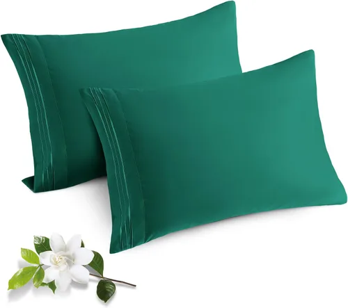 Vista 13 de Horbaunal Paquete de 2 fundas de almohada de microfibra de tamaño estándar, color azul, con cierre de sobre, 1800 hilos, suaves y resistentes al