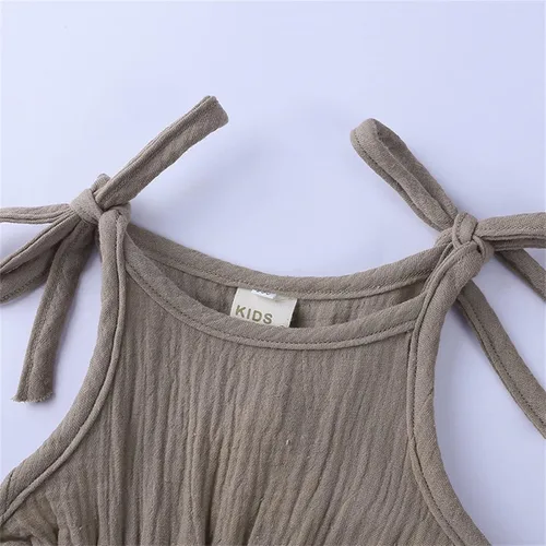 Vista 4 de Mameluco de lino y algodón para bebé niña con lazo de encaje, 1 pieza, ropa para bebé (verde, 6-12 meses)