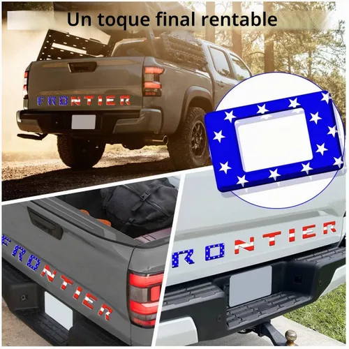 Vista 7 de Letras de inserción para puerta trasera Compatibles con Frontier 2022 2023. Letras adhesivas 3M y calcomanías en relieve en 3D para puerta trasera