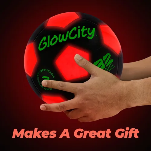 Vista 7 de GlowCity Balón de fútbol que brilla en la oscuridad - Tamaños 3, 4, 5 para niños, adolescentes y adultos - Balón de fútbol que se ilumina con 2