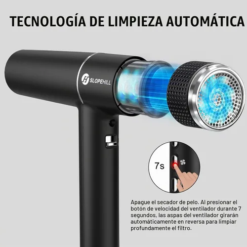 Vista 5 de slopehill Secador de pelo con motor sin escobillas único Diagnóstico inteligente de fallos Microfiltro innovador Tecnología Oxy Active Negro