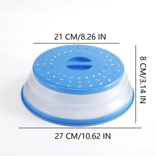 Vista 2 de Cubierta plegable antisalpicaduras para microondas, cubierta de plato para microondas con ventilación de vapor (10.5 pulgadas, beige)