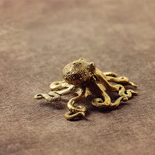 Vista 9 de BESPORTBLE Adorno de pulpo de latón, mini escultura de escritorio, figura de animal pequeño, decoración de oficina en casa, figura de arte de metal