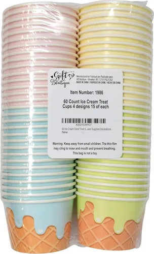 Vista 8 de Gift Boutique Paquete de 60 tazas de helado de papel de 10 onzas para postres
