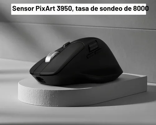 Vista 3 de Keychron M6 - Ratón óptico inalámbrico para juegos, 8000Hz Tri-Mode 2.4 GHz/Bluetooth 5.3/cableado, sensor PixArt 3950, 30000 DPI, rueda magnética