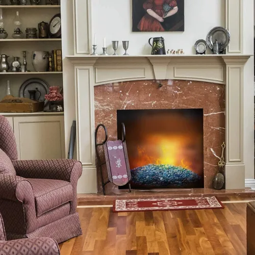 Vista 6 de onlyfire - Perlas de vidrio de fuego de 10 libras para hogueras de propano, rocas de vidrio reflectante de chimenea de 1/2 pulgada, mármoles planos