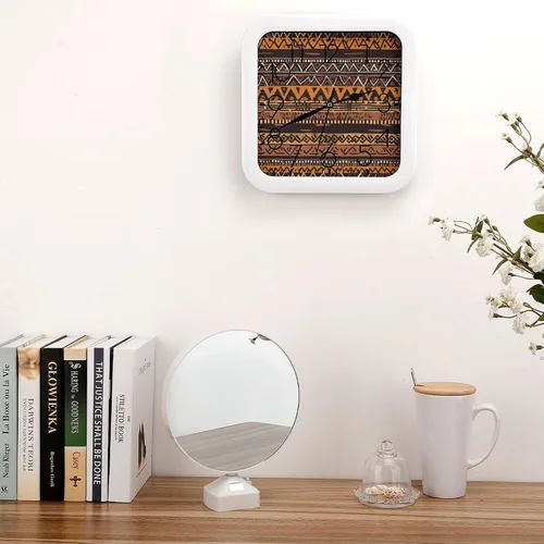 Vista 4 de 10" Square Modern Wall Clock,African Mud Cloth Tribal Print Kitchen Clocks Wall Battery Operated,Silent Non Ticking Unique Funny Cute Wall Clock for