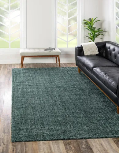 Vista 10 de Unique Loom Shaggy Chic Collection Alfombra de área, lanudo (2' x 3' 1", rectangular, azul arándano)