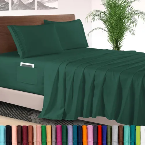 Vista 24 de Elegant Comfort - Juego de sábanas de lujo de 4 piezas - Ropa de cama de lujo de 1500 hilos, calidad de hotel prémium, microfibra, resistente a