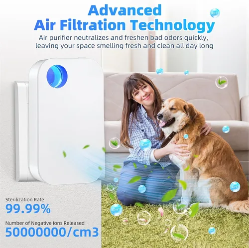Vista 5 de Purificador de aire enchufable, paquete de 2, ionizadores de aire para el hogar, ambientador portátil de iones negativos, purificadores de aire
