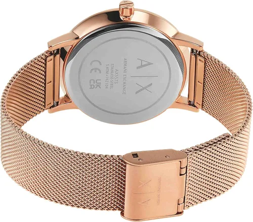 Vista 6 de Armani Exchange - Reloj de cuarzo de acero inoxidable con correa de piel para mujer, Malla de acero rosa, Reloj de cuarzo