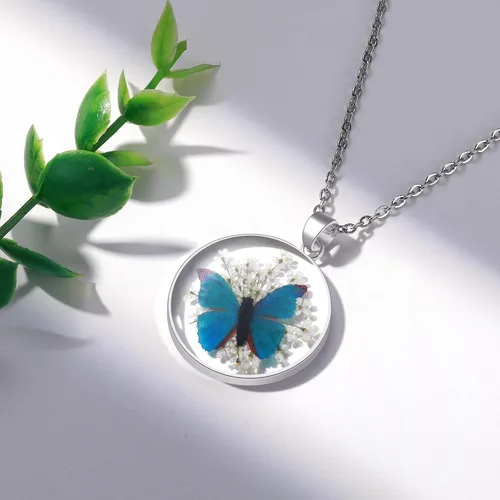 Vista 8 de Collar de mariposa Collar de flores silvestres prensadas Collar de resina Personalizado Prensado a mano Regalo para mujer