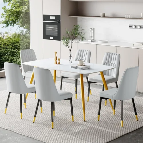 Vista 27 de Juego de 4 mesas de comedor negras para mesa de comedor de 4,50 pulgadas para 4, sillas de cocina de piedra sinterizada, fácil de montar, adecuado