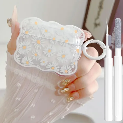 Vista 11 de Bonita funda transparente para AirPods Pro 2/1 Gen, diseño de lazo 3D femenino, funda protectora y a prueba de golpes de TPU suave Kawaii para Apple