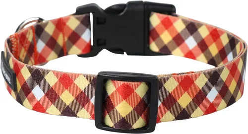 Vista 7 de Maca Bates - Collar de perro ajustable a cuadros para perros pequeños, medianos y grandes, con patrones, collares para perros para niños y niñas