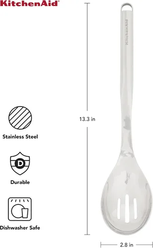 Vista 3 de KitchenAid Cuchara ranurada prémium con gancho para colgar, 13.3 pulgadas, acero inoxidable