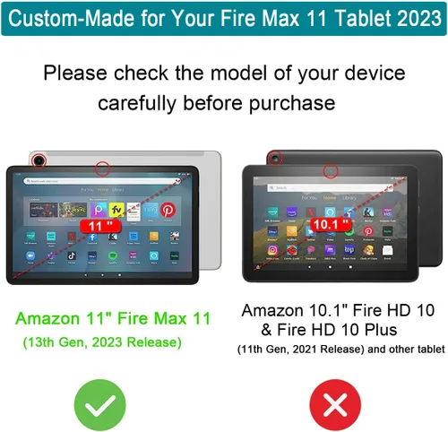 Vista 2 de DJ&RPPQ - Funda para tablet Amazon Fire Max 11 (13ª generación, versión 2023), carcasa trasera resistente con soporte de visualización manos libres
