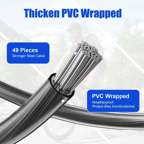Vista 5 de Candado de cable de bicicleta eléctrica, bloqueo de cable de bicicleta eléctrica, bloqueo de cable reajustable de 4 pies para bicicleta eléctrica