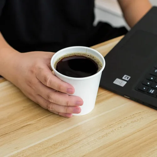 Vista 9 de MayTree Vasos de papel compostables y biodegradables de 8 onzas para agua caliente, soporte para té, para llevar y taza de café fría, paquete de 250