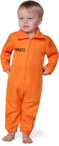 Vista 3 de Spooktacular Creations Traje de uniforme de prisión naranja moderno bebé