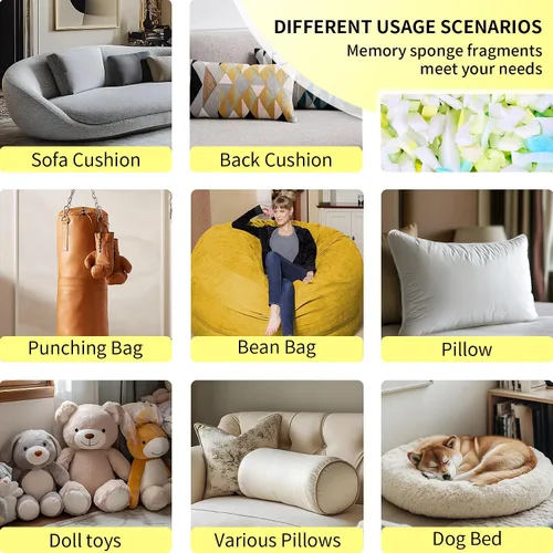 Vista 7 de Jecqbor Relleno de espuma viscoelástica triturada de 5 libras para silla puf, relleno premium para puf, relleno de espuma viscoelástica de alta
