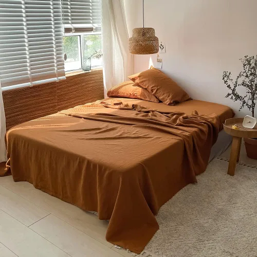 Vista 44 de Simple&Opulence - Juego de sábanas de lino belga, color sólido - 3 piezas (1 sábana encimera, 1 sábana bajera y 1 funda de almohada), mezcla de lino