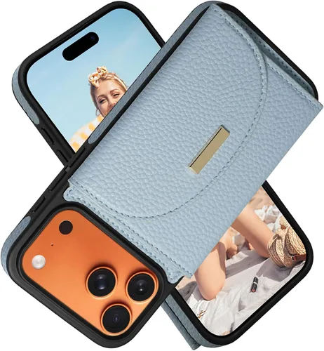 Vista 46 de Funda tipo cartera de Keallce para iPhone 14 Pro de 6.1 pulg., funda con tapa y ranuras para tarjetas, soporte con anillo, funda protectora de piel