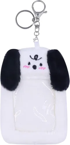 Vista 11 de JUMISEE Lindo soporte de tarjeta de fotos Kpop de felpa con llavero, funda de foto de oso de dibujos animados, protector de tarjeta de crédito