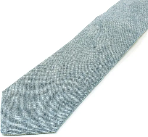Vista 109 de Corbata delgada de algodón cambray para hombre, estilo desgastado texturizado - 2 1/2 pulgadas de ancho