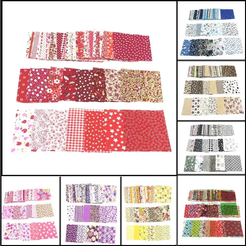 Vista 2 de 50 piezas de tela de algodón floral de 3.9 x 3.9 in, paquete de acolchado de costura, cuadrados, pelusas de retazos, bricolaje, álbum de recortes