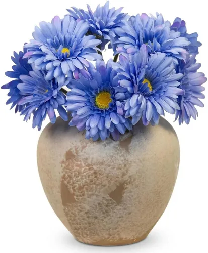 Vista 19 de TOPIA Margaritas africanas artificiales, margaritas africanas, flores de seda, gerberas artificiales, paquete de 10 unidades (negro)