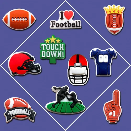 Vista 3 de Dijes deportivos para zapatos de cocodrilo, sandalias, pulseras, decoración, béisbol, sóftbol, fútbol, baloncesto, fútbol, natación, cocodrilo
